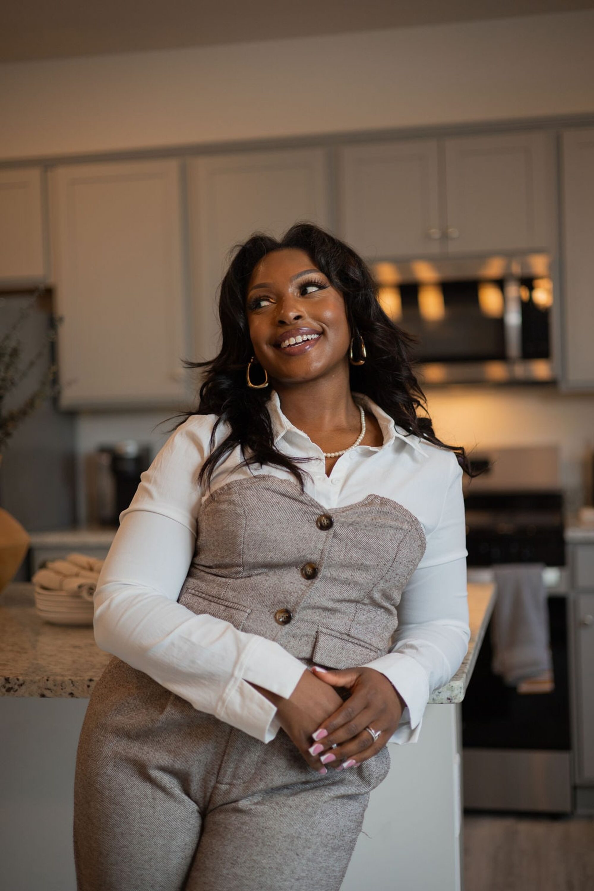 Agent brand portrait — kitchen warm