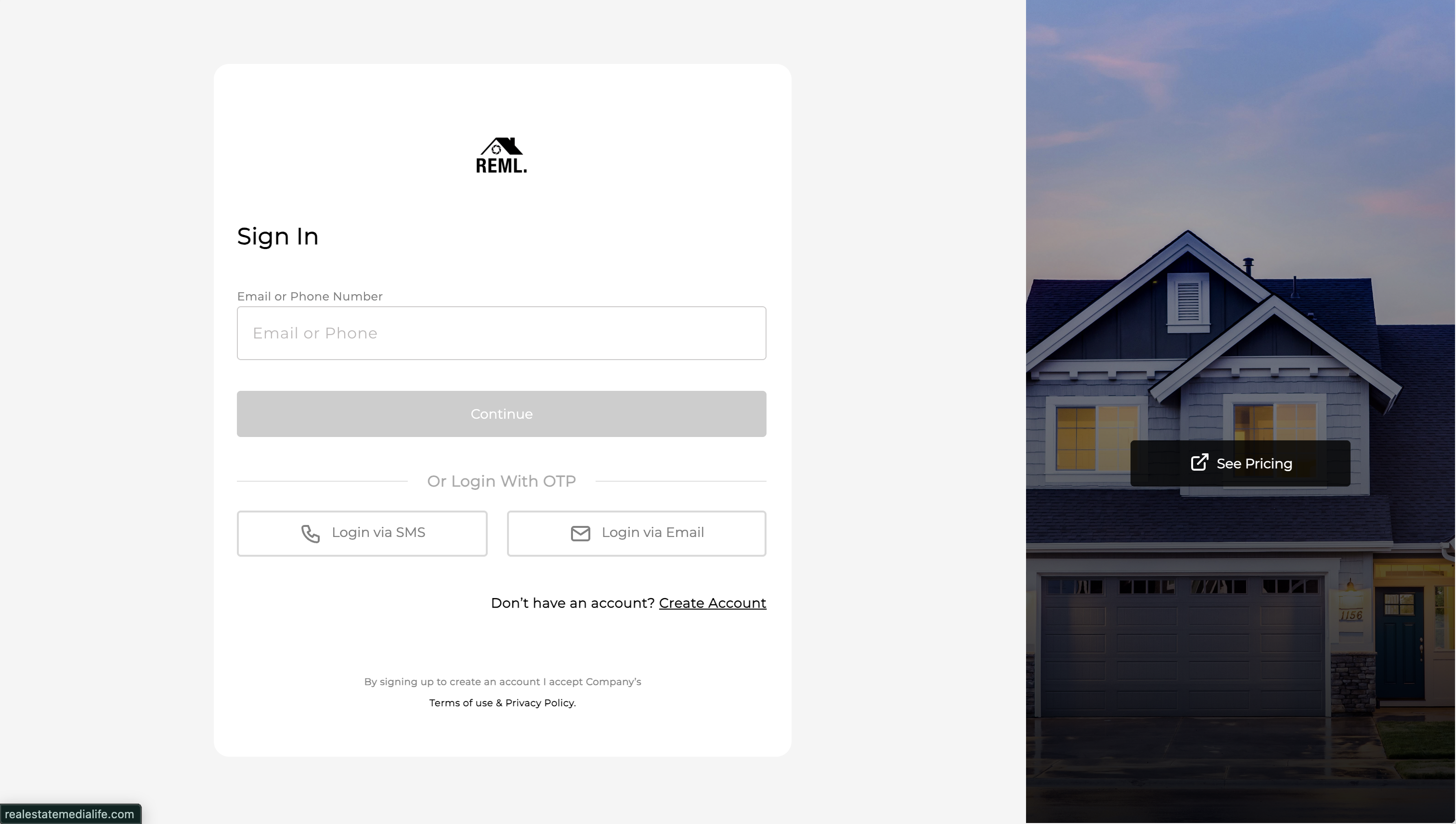 Spiro sign in page with See Pricing option